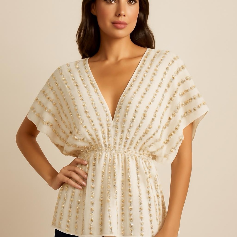 Elegant Gold and Cream Women's Top from Soft Surroundings